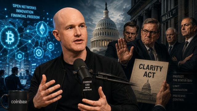 CEO de Coinbase: “Los grupos establecidos se oponen a la Clarity Act para mantener el monopolio del mercado financiero”